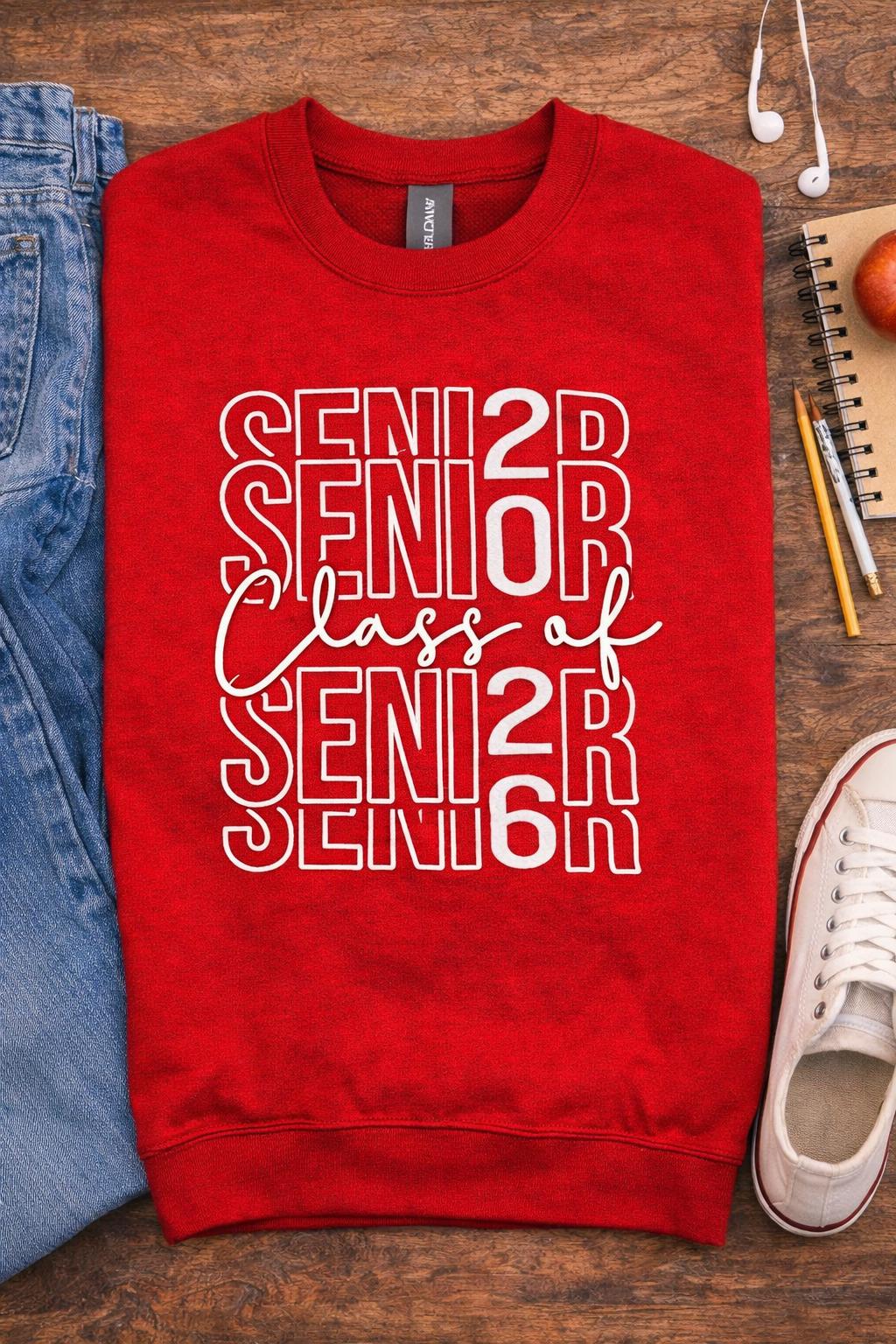 Senior Class of 2026 Embroidered Hoodie | Custom School Colors Graduation Tee