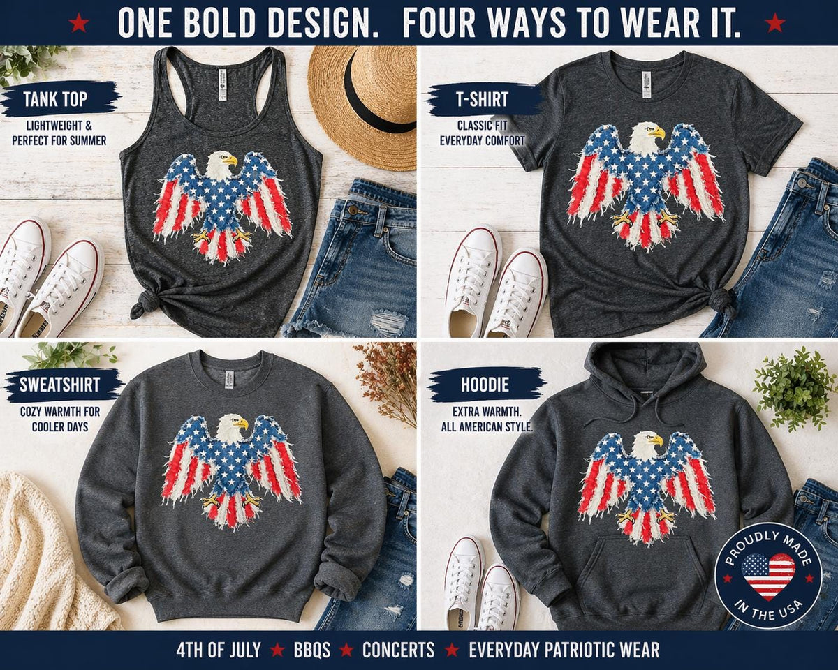 Distressed American Flag Eagle Shirt | Patriotic 4th of July Graphic Tee