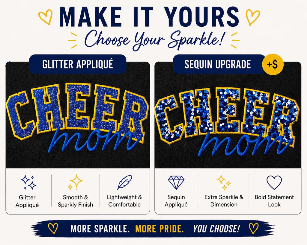 Cheer Mom Glitter Appliqué Sweatshirt | School Spirit Apparel