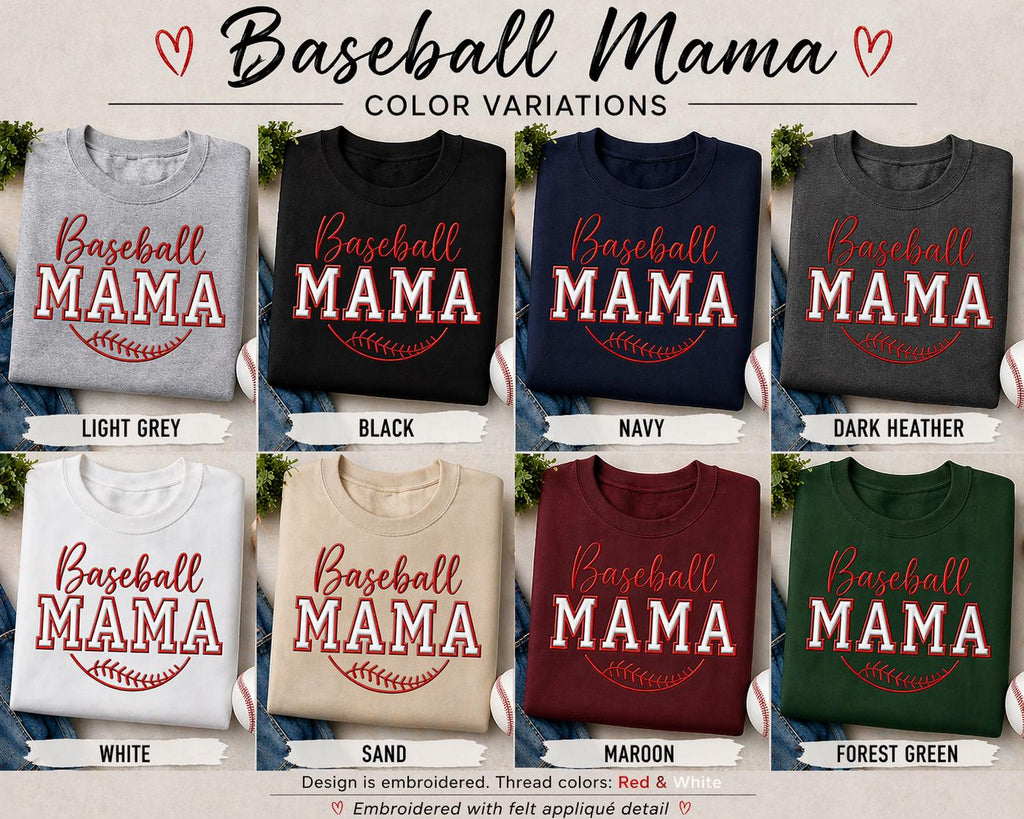 Baseball Mama Embroidered Sweatshirt | Custom Team Colors Game Day Apparel