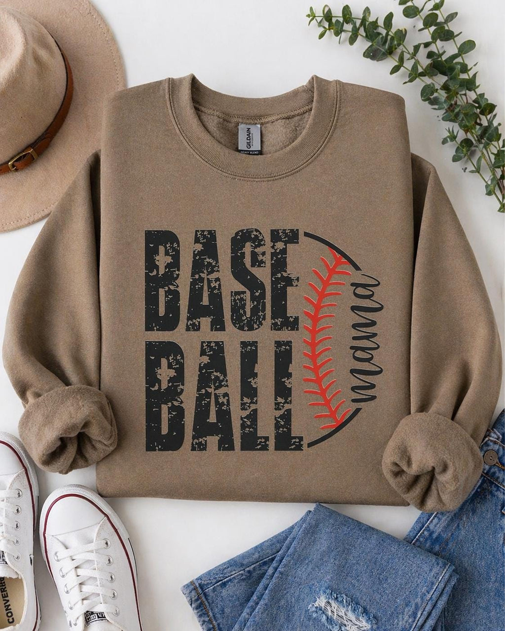 Baseball Mama Distressed Graphic Sweatshirt | Game Day Sports Mom Apparel