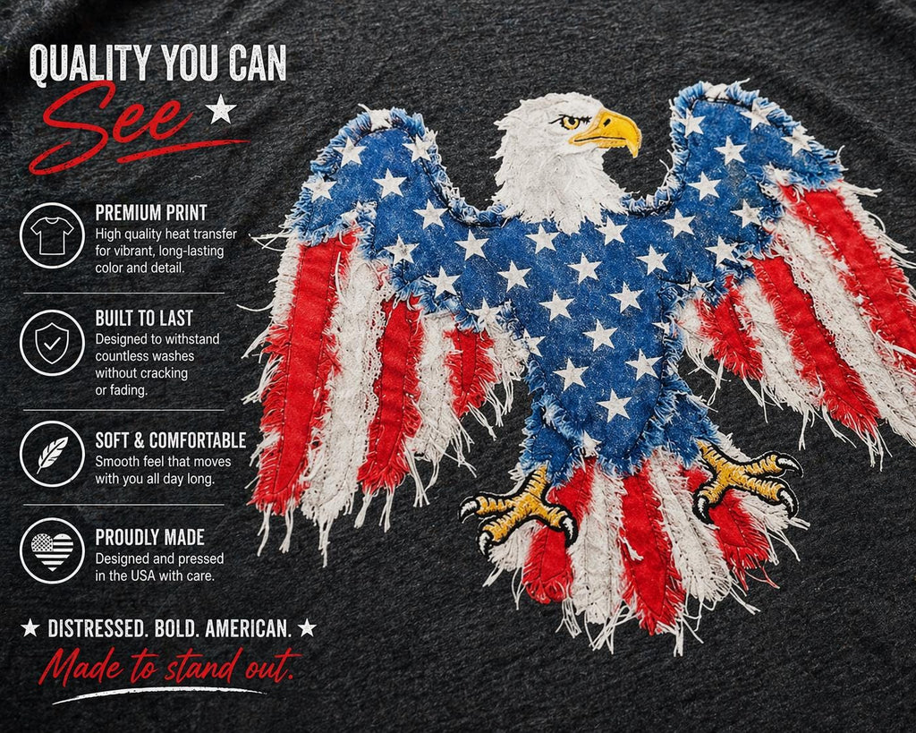Distressed American Flag Eagle Shirt | Patriotic 4th of July Graphic Tee