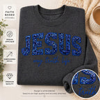 Jesus Sequin Applique Sweatshirt | Way Truth Life Faith Apparel