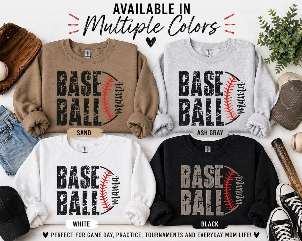 Distressed Graphic Sweatshirt for Baseball Mama | Game Day Sports Mom Apparel