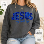 Jesus Sequin Applique Sweatshirt | Way Truth Life Faith Apparel