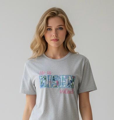 Embroidered He is Risen Indeed Easter Shirt, Faith Based Religious Apparel