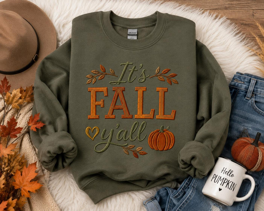 It’s Fall Y’all Embroidered Hoodie | Cozy Fall Crewneck Sweatshirt