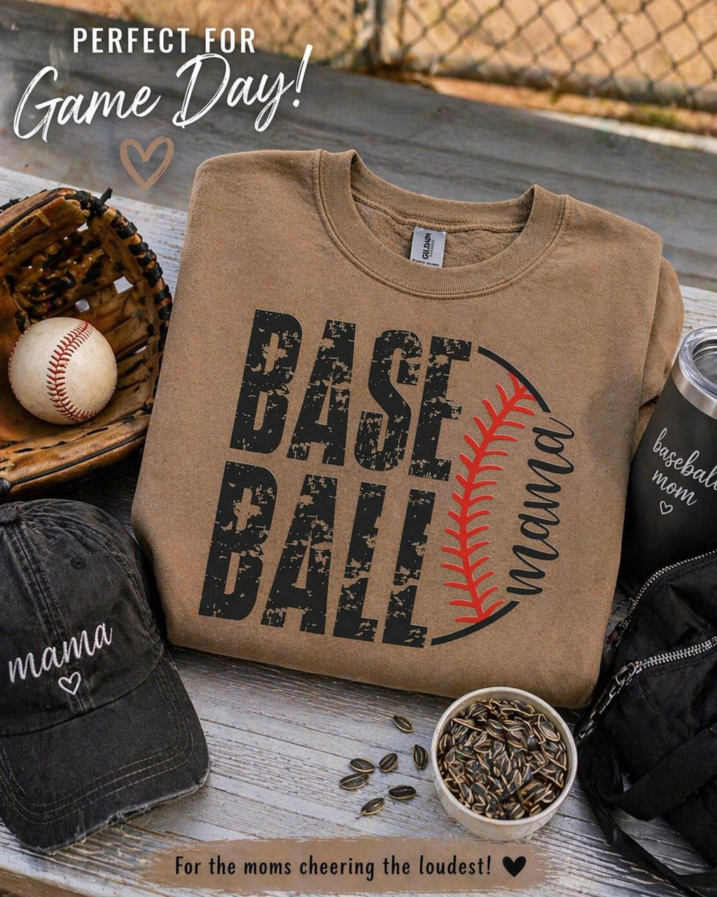 Baseball Mama Distressed Graphic Sweatshirt | Game Day Sports Mom Apparel