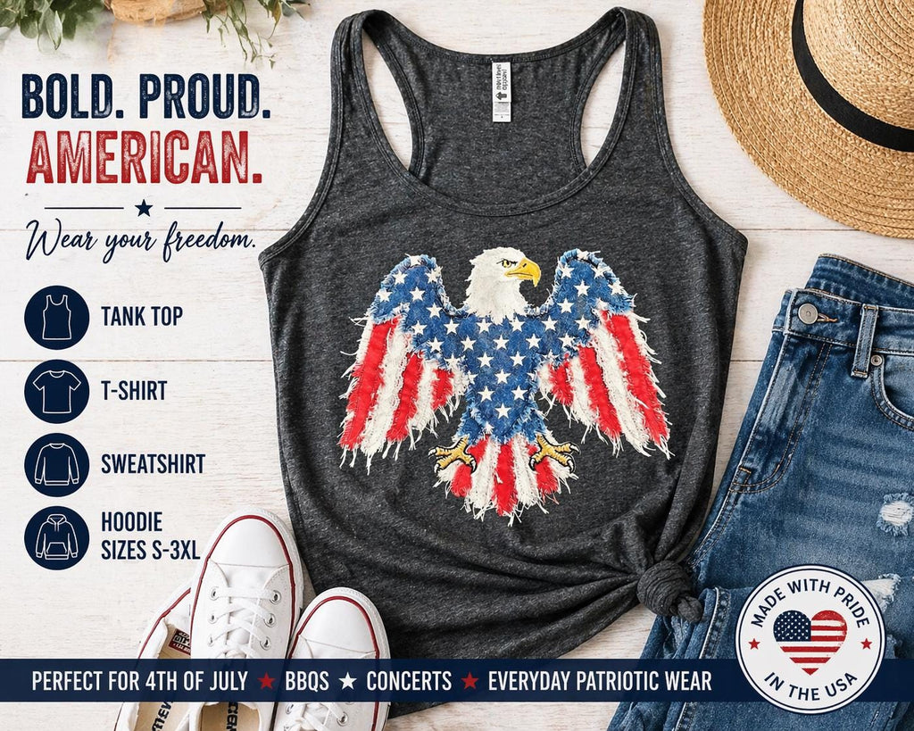 Distressed American Flag Eagle Shirt | Patriotic 4th of July Graphic Tee