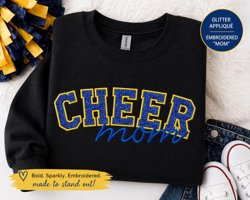 Cheer Mom Glitter Appliqué Sweatshirt | School Spirit Apparel