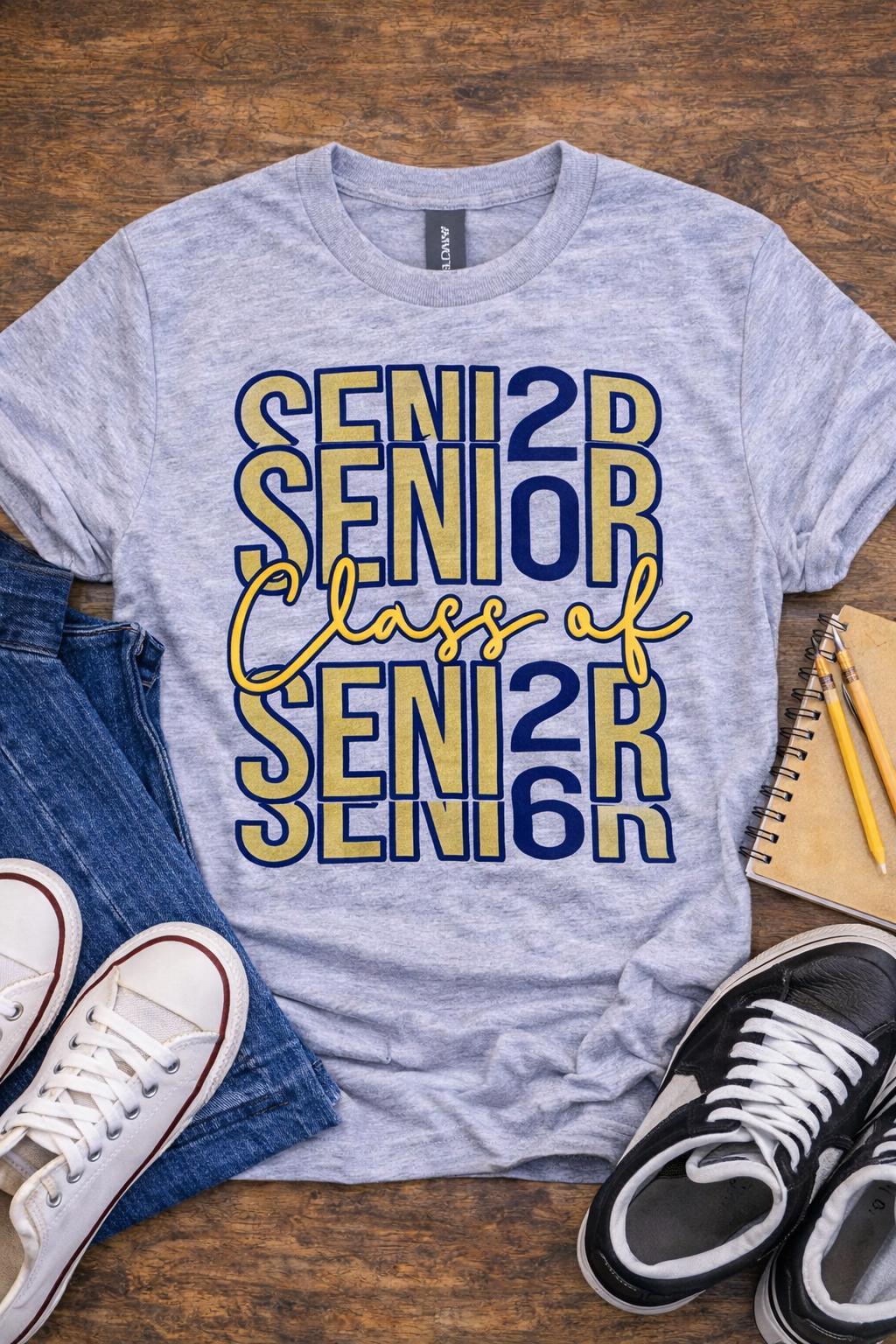 Senior Class of 2026 Embroidered Hoodie | Custom School Colors Graduation Tee