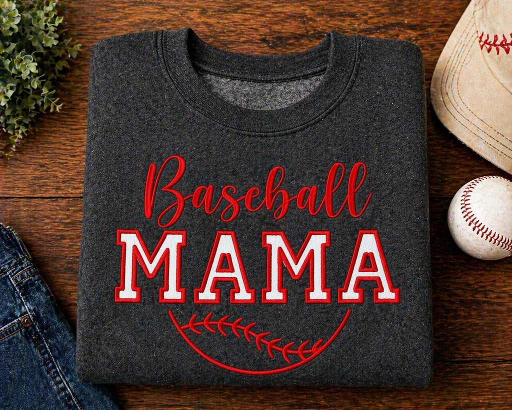 Baseball Mama Embroidered Sweatshirt | Custom Team Colors Game Day Apparel