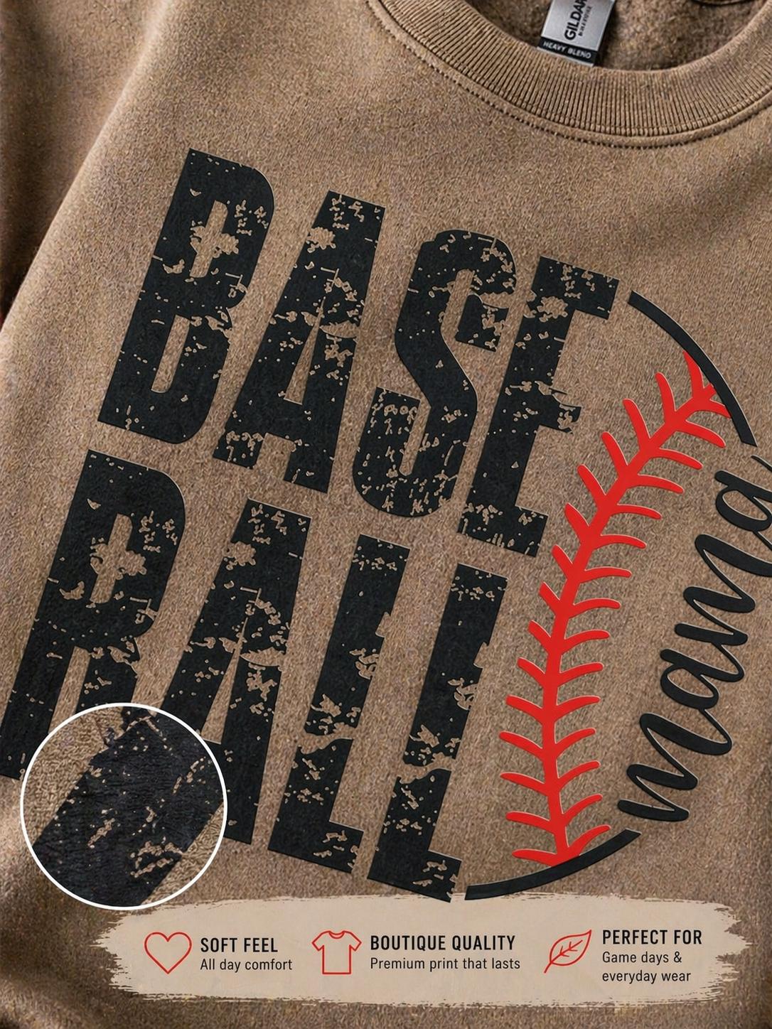 Distressed Graphic Sweatshirt for Baseball Mama | Game Day Sports Mom Apparel
