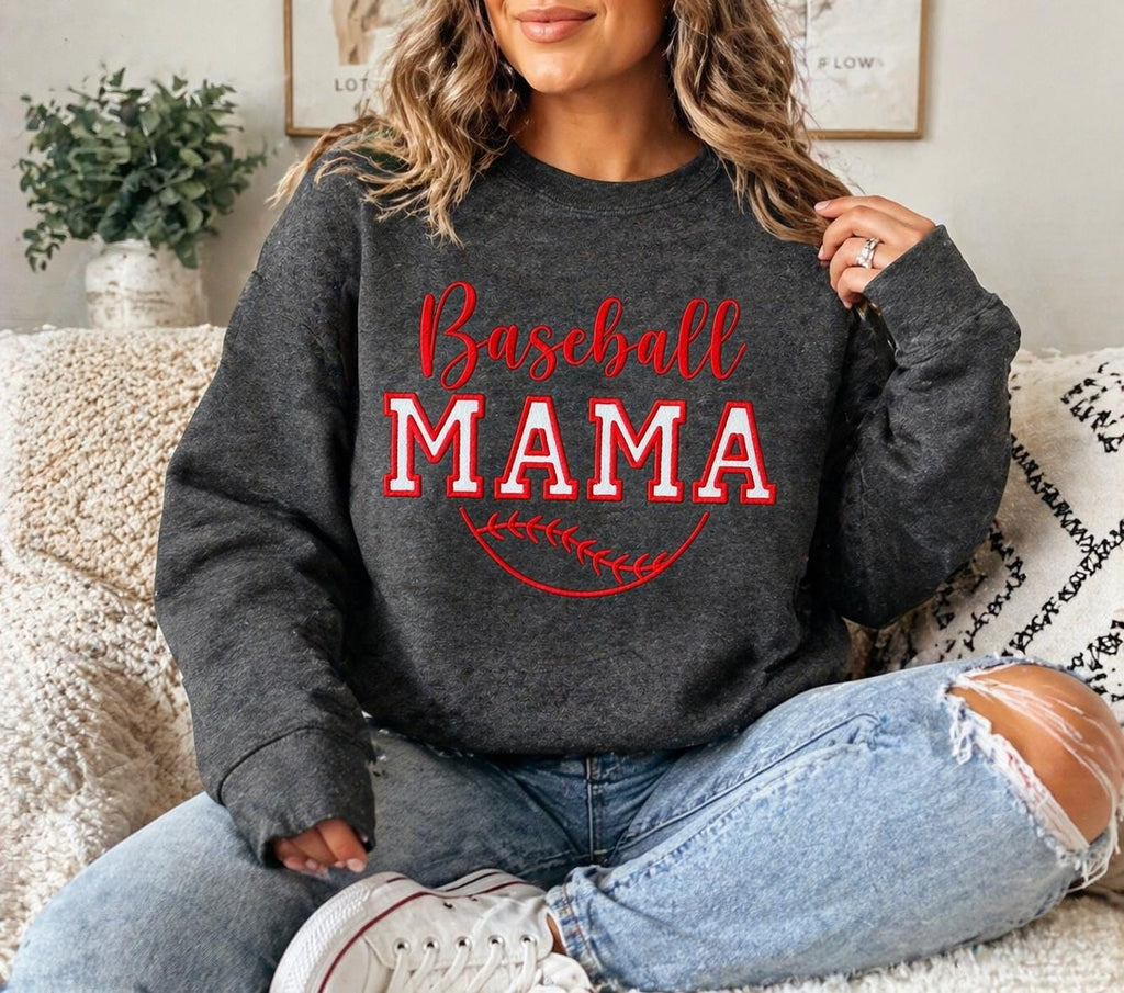 Baseball Mama Embroidered Sweatshirt | Custom Team Colors Game Day Apparel