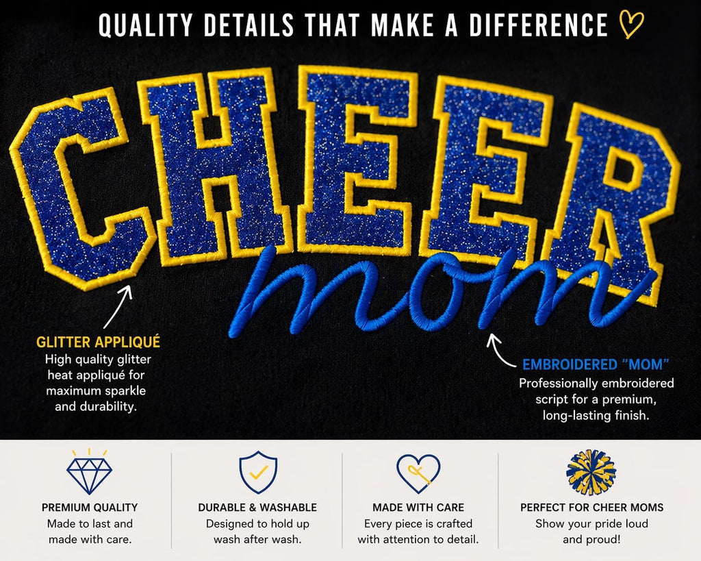 Cheer Mom Glitter Appliqué Sweatshirt | School Spirit Apparel