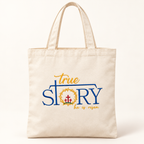 Embroidered Christian Tote Bag, He is Risen Canvas Faith Bag — styled product mockup on cream background