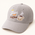 Jesus and Coffee Embroidered Baseball Cap, Faith Coffee Lover Hat — styled product mockup on cream background