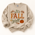 It’s Fall Y’all Embroidered Hoodie | Cozy Fall Crewneck Sweatshirt — styled product mockup on cream background