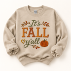 It’s Fall Y’all Embroidered Hoodie | Cozy Fall Crewneck Sweatshirt — styled product mockup on cream background