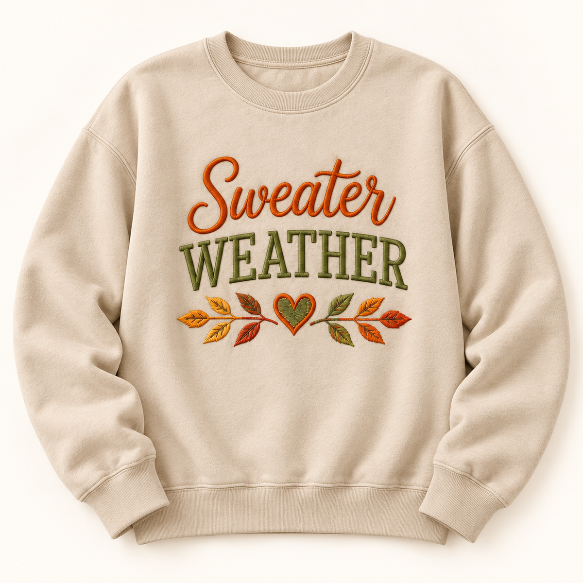 Our Sweater Weather Sweatshirt: Perfect for Crisp Mornings & Coffee Runs — styled product mockup on cream background