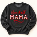 Baseball Mama Embroidered Sweatshirt | Custom Team Colors Game Day Apparel — styled product mockup on cream background