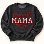 Baseball Mama Embroidered Sweatshirt | Custom Team Colors Game Day Apparel — styled product mockup on cream background