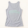 Tequila Lime Sunshine Tank Top | Embroidered Summer Beach Vibes Shirt — styled product mockup on cream background
