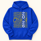 Senior Class of 2026 Embroidered Hoodie | Custom School Colors Graduation Tee — styled product mockup on cream background
