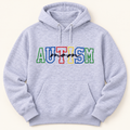 Embroidered Autism Mom Hoodie | Awareness Sweatshirt, Unisex Fit — styled product mockup on cream background