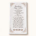 Custom Embroidered Handwritten Recipe Towel – Family Keepsake — styled product mockup on cream background