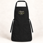 Black Q-Tees Q4350 apron with personalized upper bib embroidery — digital mockup
