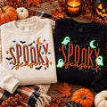 Spooky Season crewneck sweatshirt mockups in sand and black